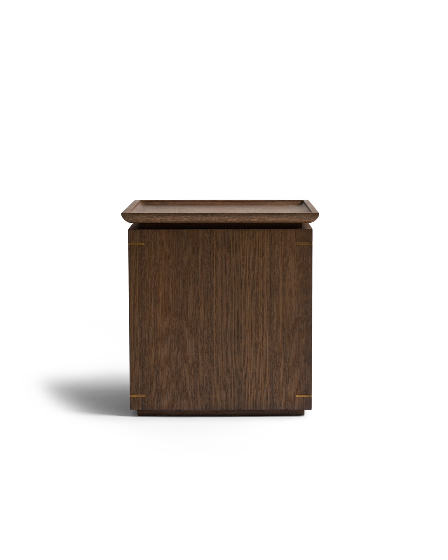 Minimalist Tray Side Table in solid oak and veneer with brass accents