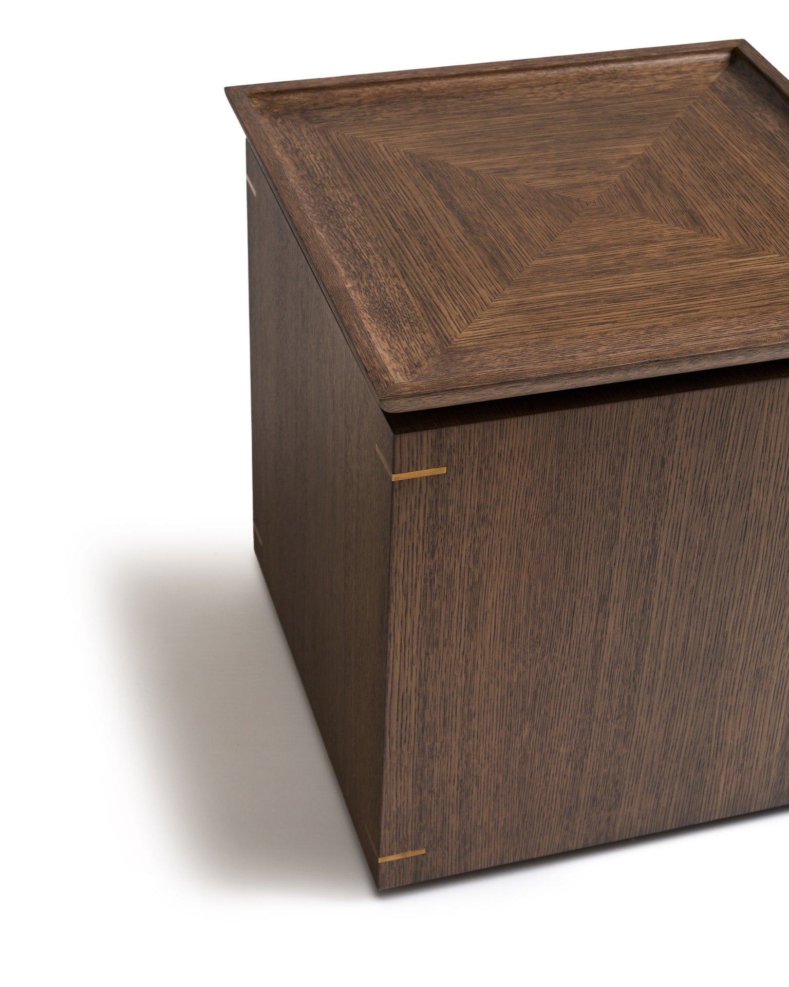 Bespoke solid oak side table with brass accents