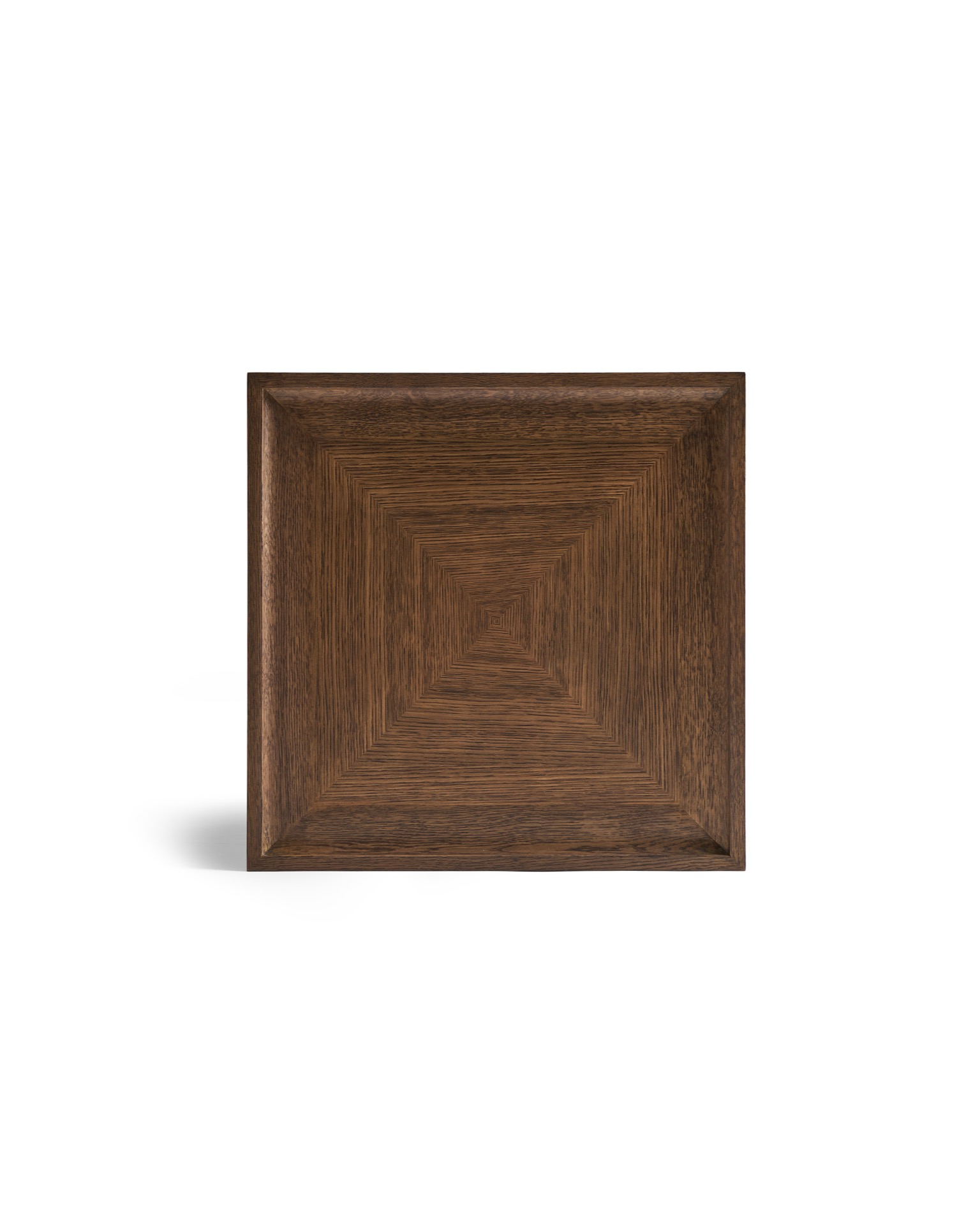Handcrafted solid oak side table with brass accents and recess top.