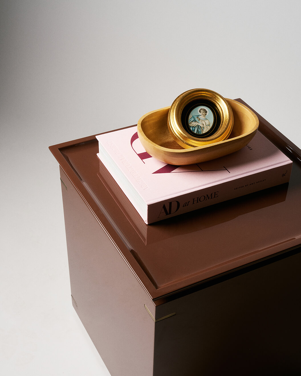 Sculptural Tray Side Table in solid wood with lacquer finish