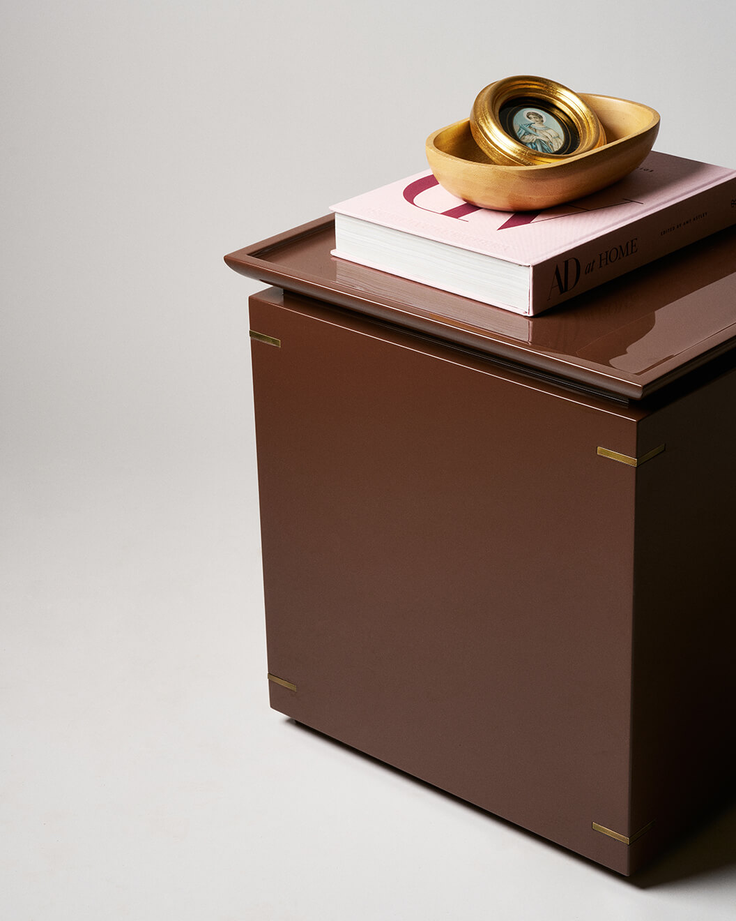 Sculptural lacquered wood side table design